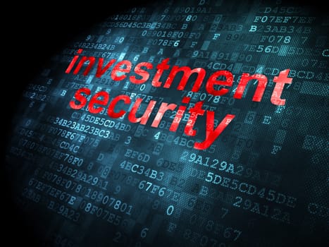 Safety concept: pixelated words Investment Security on digital background, 3d render