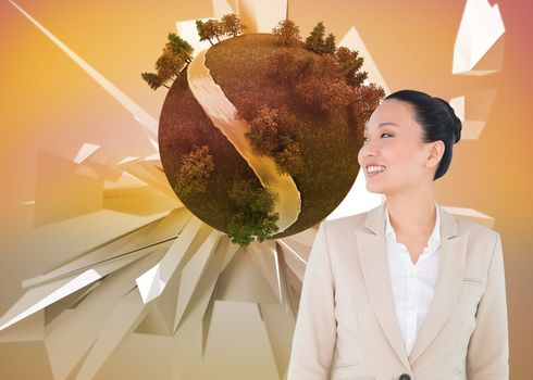 Composite image of smiling asian businesswoman