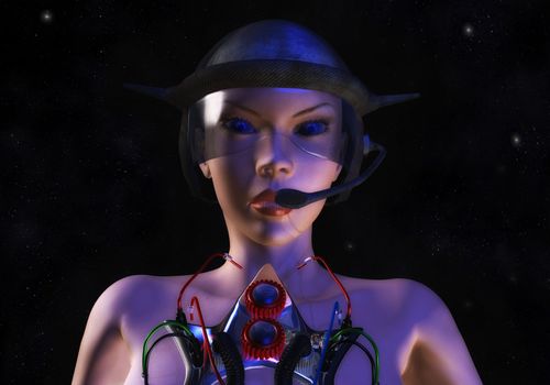 Digital Illustration of a female Cyborg