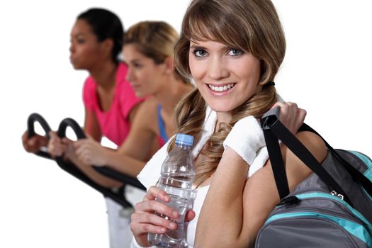 Three women in the gym