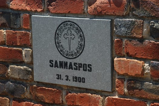 Commemorative�plaque at Sannaspos battlefield near Bloemfontein, South Africa