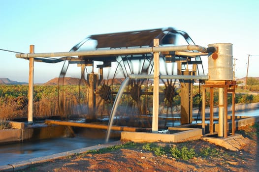 Water wheel used to irrigate vineyards at Kakamas in South Africa