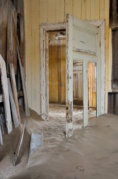 Decaying architecture at Kolmanskop near Luderitz in Namibia