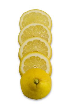 Sliced juicy lemon isolated on white background