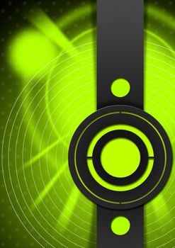 Black and green business background with circles and vertical band