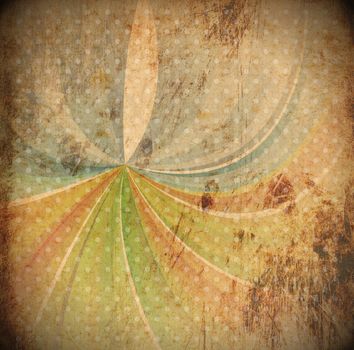 Vintage background with pastel colors, sunbeams stripes and soft dots
