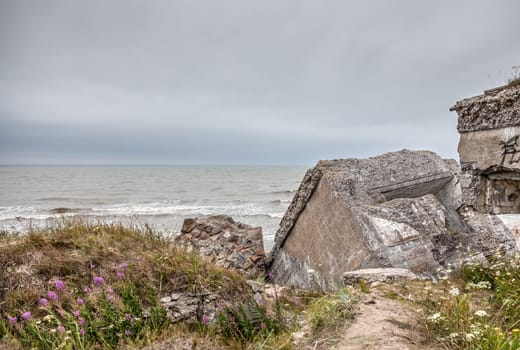 Half-demolished military fortifications in Liepaja, Latvia