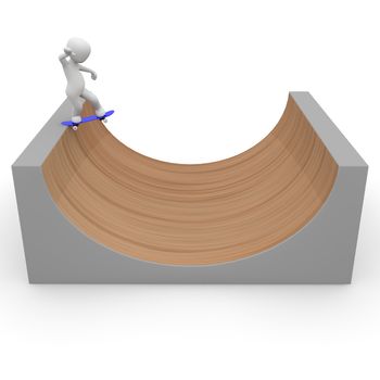 A 3D character is tricking on a strong halfpipe