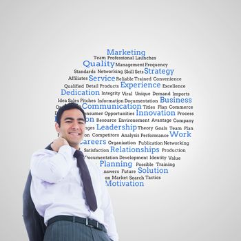 Composite image of smiling businessman standing