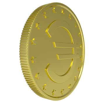 Gold euro. Isolated render on a white background