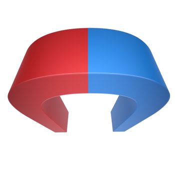 Blue and red magnet. Isolated render on a white background