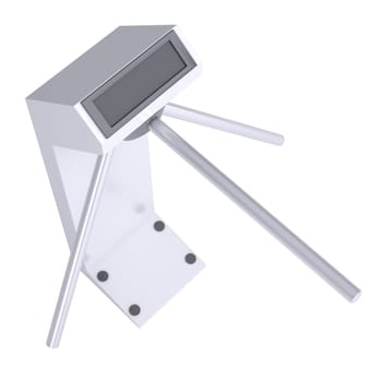 White turnstile. 3d render isolated on white background