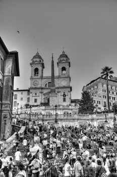 ROME - SEPTEMBER 20: People sitting on the Spanish Steps in Rome