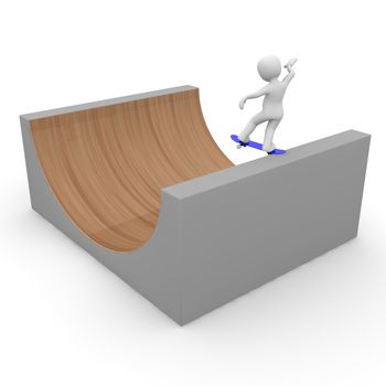 Skating on a big halfpipe.