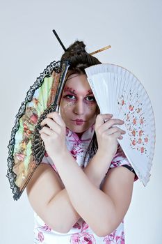 portrait of geisha. traditional make up