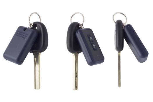 Photo car key and alarm fob. Three photos from different angles