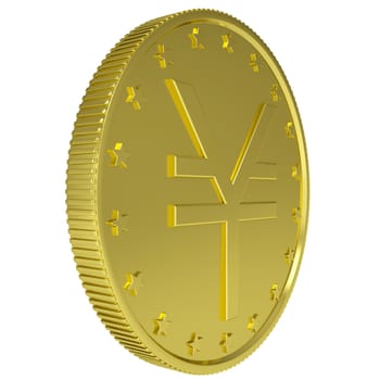 Gold yen. Isolated render on a white background