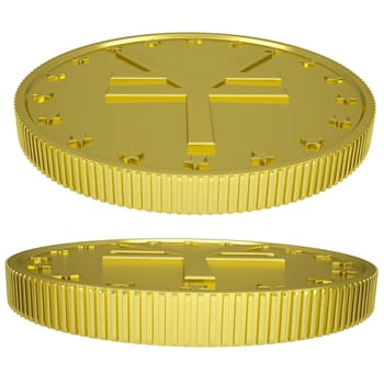 Gold yen. Isolated render on a white background