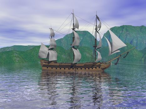 boat and sea mountain