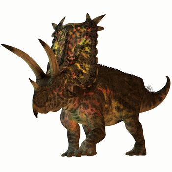 Pentaceratops was a herbivore dinosaur that lived in North America in the Cretaceous Period.