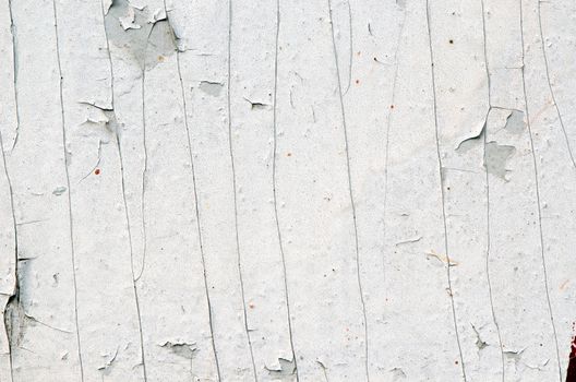 background of grunge old white peeled paint remain on plywood wall.