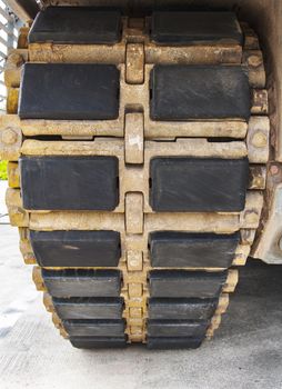 close up of a tank tracks for concrete