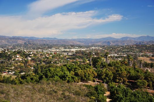 Looking over the city of Escondido, California from a nearby hillside.