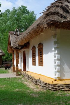 Reconstruction of a traditional farmer's house in open air museum, Kiev, Ukraine