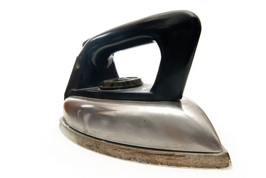 Photo of the rusty iron on the white background
