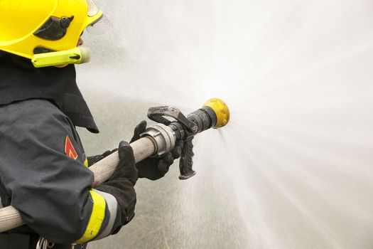 Firefighter in action