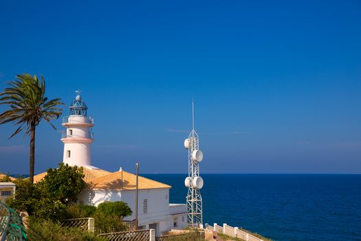 Cullera lighthouse in Valencia at Mediterranean sea of Spain