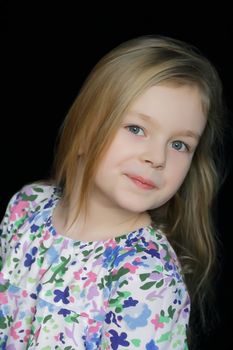 Portrait of beautiful girl with blue eyes