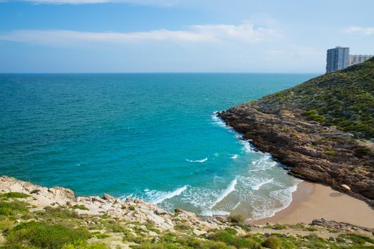 Cullera Cala beach near Faro in blue Mediterranean of spain