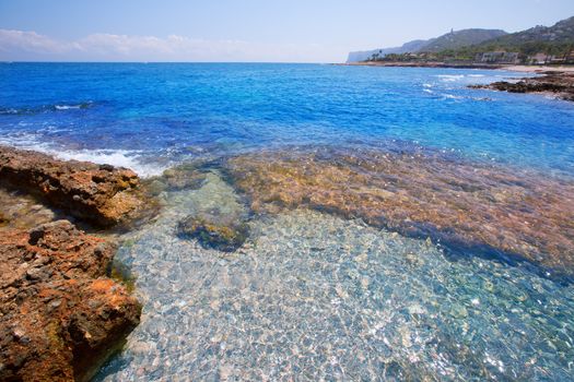 Denia Alicante Las rotas rocky beach in Spain and San Antonio Cape