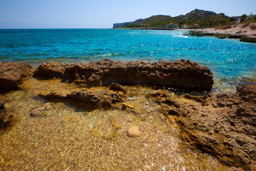 Denia Alicante Las rotas rocky beach in Spain and San Antonio Cape