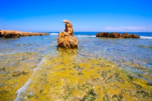 Denia Alicante Las rotas rocky beach in Spain and San Antonio Cape