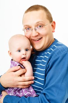 happy smiling father with a baby child