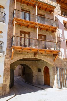 Mora de Rubielos masonry arches in Teruel Aragon stonewall village Maestrazgo Spain