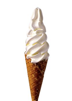 Vanilla flavour ice cream cone - isolated