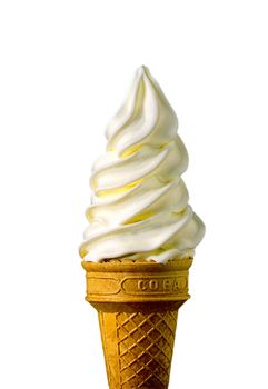 Vanilla flavour ice cream cone - isolated