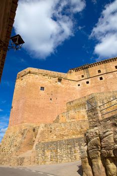 Mora de Rubielos Teruel Muslim Castle in Aragon Spain under blue sunny sky