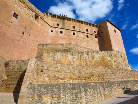 Mora de Rubielos Teruel Muslim Castle in Aragon Spain under blue sunny sky