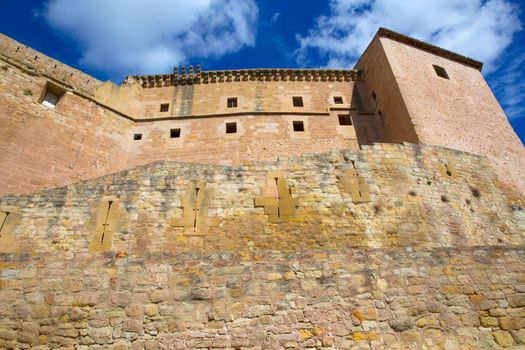 Mora de Rubielos Teruel Muslim Castle in Aragon Spain under blue sunny sky