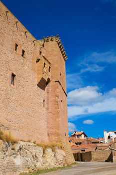 Mora de Rubielos Teruel Muslim Castle in Aragon Spain under blue sunny sky