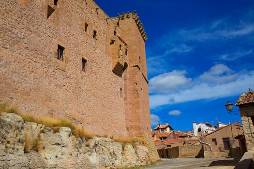 Mora de Rubielos Teruel Muslim Castle in Aragon Spain under blue sunny sky