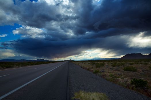 Stormy clouds dramatic clouds sky in I-15 interestate at Nevada USA