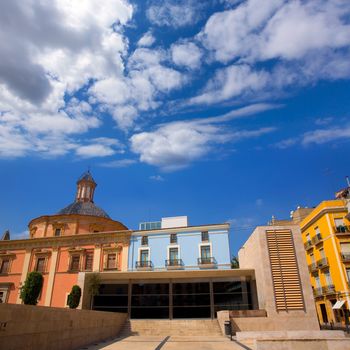 Valencia downtown cathedral and basilica in Plaza Cors Mare de Deu at Spain