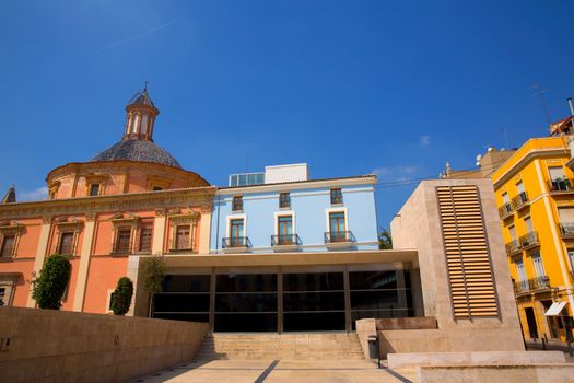 Valencia downtown cathedral and basilica in Plaza Cors Mare de Deu at Spain