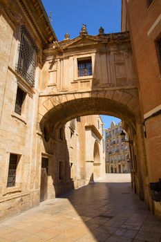 Valencia Cathedral Arch Barchilla street at Spain