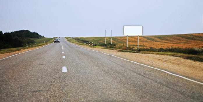 Wide highway and mountain. North Caucasus travel.